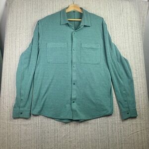 Lululemon Shirt Mens Extra Large Green Snap Button‎ Long Sleeve Casual Stretchy